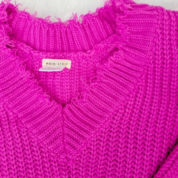 SOLD Frayed Magenta Sweater - Picture 3 of 5
